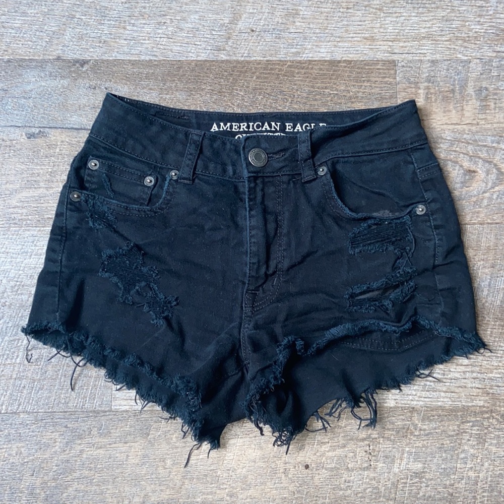 3/$30 | Black Distressed Shorts - American Eagle Stretch
